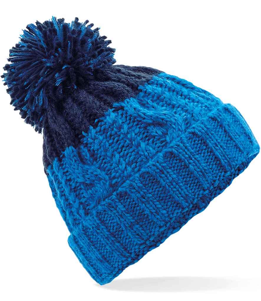 Beechfield Apres Beanie in ONE Azure Oxford Navy by Beechfield — Custom branded clothing by Print Press, featuring premium embroidery produced in our specialist print lab in the UK.