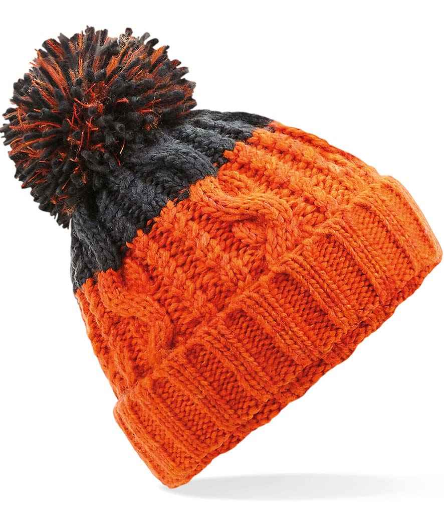 Beechfield Apres Beanie in ONE Orange Graphite Grey by Beechfield — Custom branded clothing by Print Press, featuring premium embroidery produced in our specialist print lab in the UK.