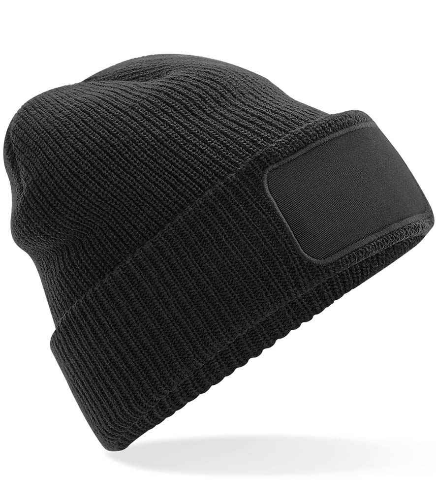 Beechfield Thinsulate™ Patch Beanie in ONE Black by Beechfield — Custom branded clothing by Print Press, featuring premium embroidery produced in our specialist print lab in the UK.
