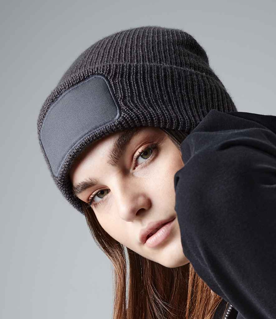 Beechfield Thinsulate™ Patch Beanie in ONE Graphite Grey by Beechfield — Custom branded clothing by Print Press, featuring premium embroidery produced in our specialist print lab in the UK.