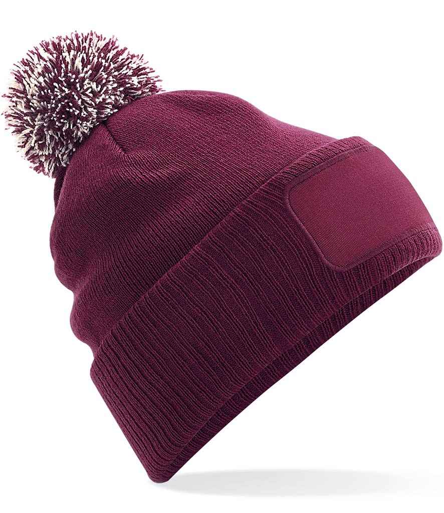 Beechfield Snowstar® Printers Beanie in ONE Burgundy Off White by Beechfield — Custom branded clothing by Print Press, featuring premium embroidery produced in our specialist print lab in the UK.