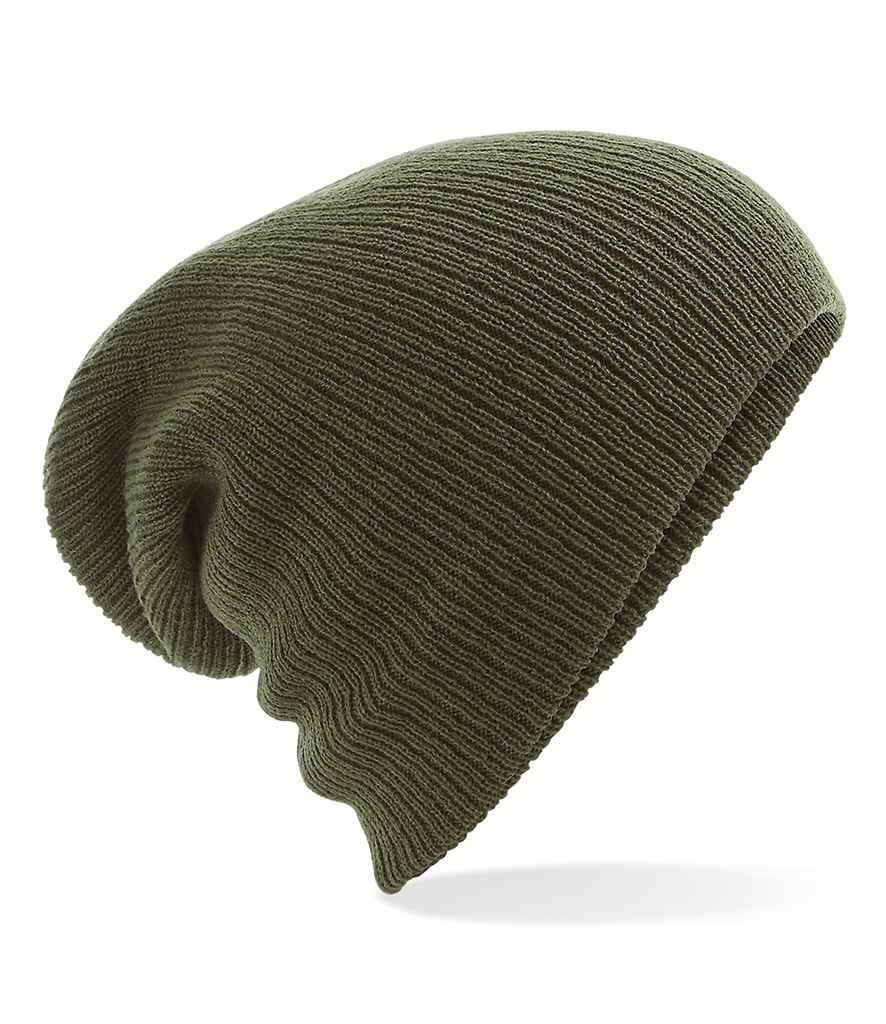 Beechfield Heavy Gauge Slouch Beanie in ONE Olive Green by Beechfield — Custom branded clothing by Print Press, featuring premium embroidery produced in our specialist print lab in the UK.