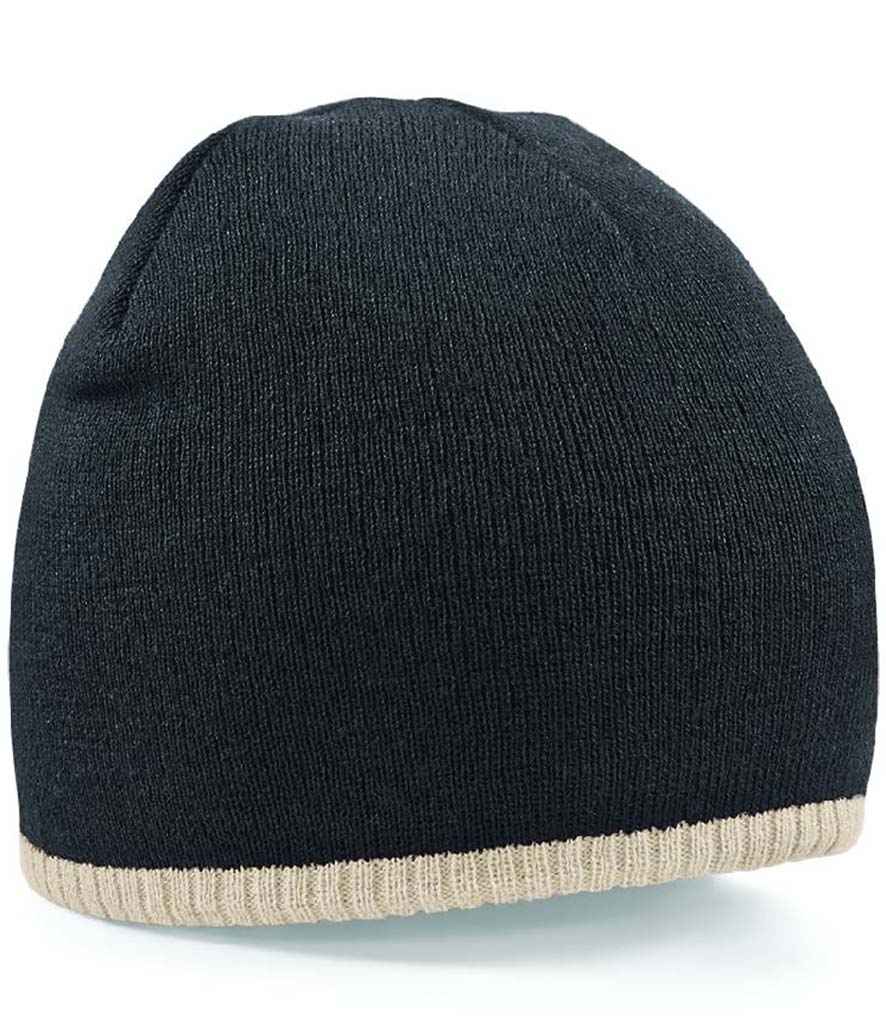 Beechfield Two Tone Pull-On Beanie in ONE Black Stone by Beechfield — Custom branded clothing by Print Press, featuring premium embroidery produced in our specialist print lab in the UK.