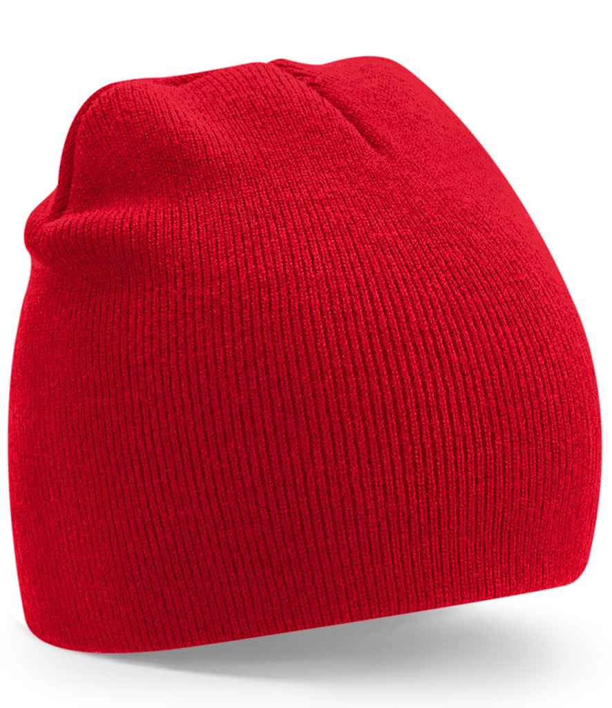 Beechfield Recycled Original Pull-On Beanie in ONE Classic Red by Beechfield — Custom branded clothing by Print Press, featuring premium embroidery produced in our specialist print lab in the UK.