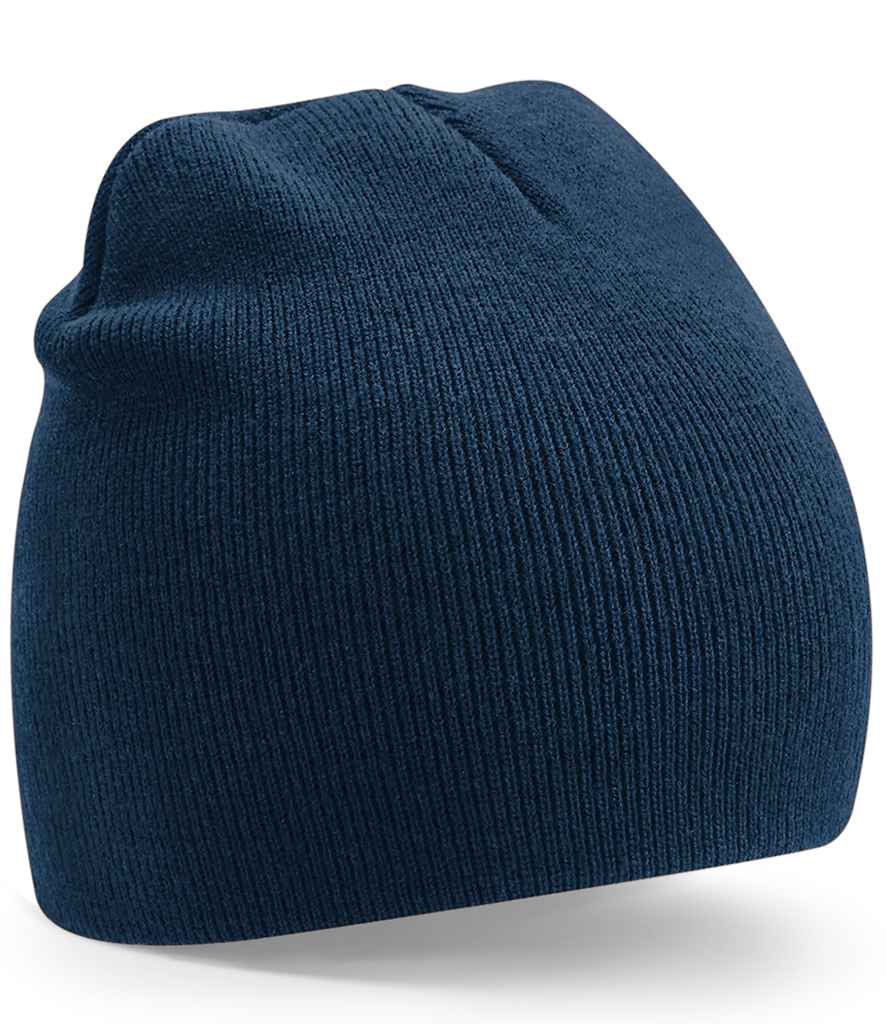 Beechfield Recycled Original Pull-On Beanie in ONE French Navy by Beechfield — Custom branded clothing by Print Press, featuring premium embroidery produced in our specialist print lab in the UK.