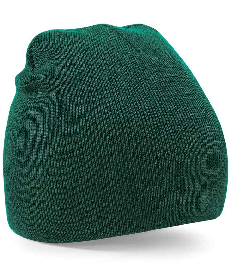 Beechfield Original Pull-On Beanie in ONE Bottle Green by Beechfield — Custom branded clothing by Print Press, featuring premium embroidery produced in our specialist print lab in the UK.