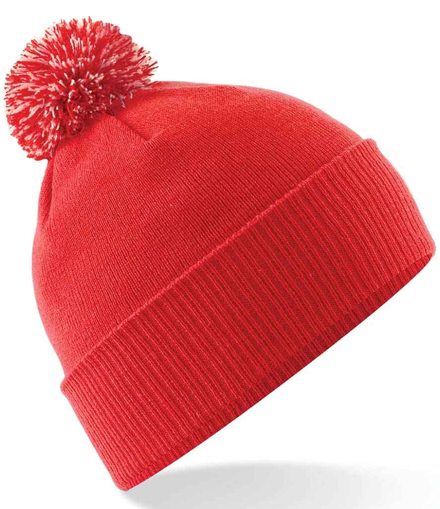 Beechfield Kids Snowstar® Beanie in ONE Bright Red Off White by Beechfield — Custom branded clothing by Print Press, featuring premium embroidery produced in our specialist print lab in the UK.