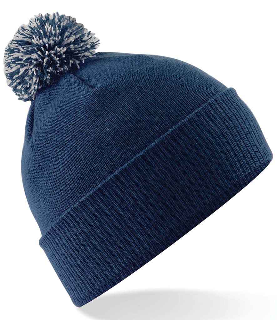 Beechfield Kids Snowstar® Beanie in ONE French Navy Light Grey by Beechfield — Custom branded clothing by Print Press, featuring premium embroidery produced in our specialist print lab in the UK.