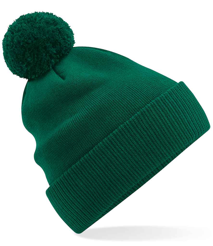 Beechfield Organic Cotton Snowstar® Beanie in ONE Bottle Green by Beechfield — Custom branded clothing by Print Press, featuring premium embroidery produced in our specialist print lab in the UK.