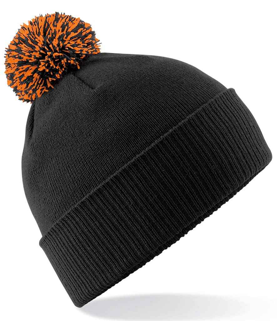 Beechfield Snowstar® Beanie in ONE Black Orange by Beechfield — Custom branded clothing by Print Press, featuring premium embroidery produced in our specialist print lab in the UK.