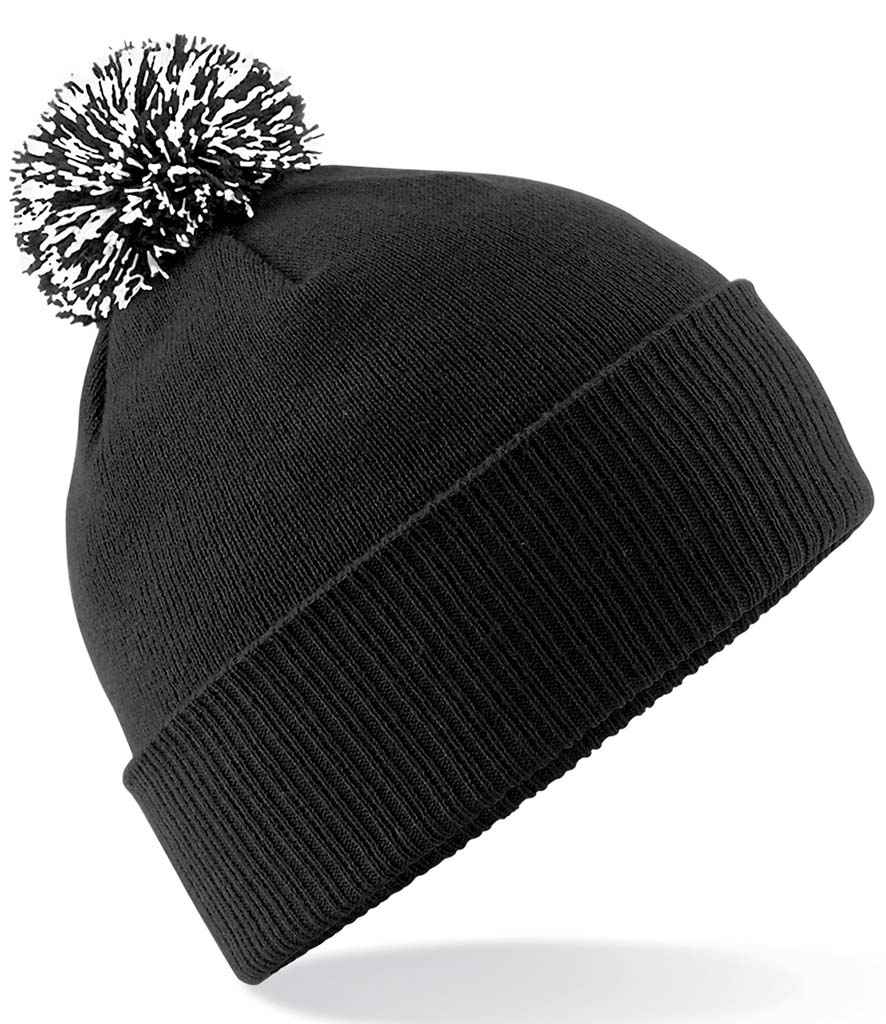 Beechfield Snowstar® Beanie in ONE Black White by Beechfield — Custom branded clothing by Print Press, featuring premium embroidery produced in our specialist print lab in the UK.