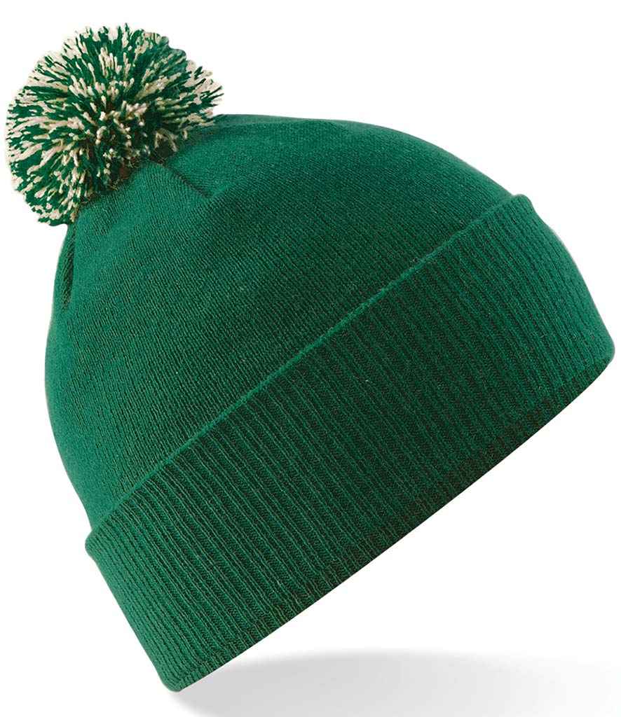 Beechfield Snowstar® Beanie in ONE Bottle Green Off White by Beechfield — Custom branded clothing by Print Press, featuring premium embroidery produced in our specialist print lab in the UK.