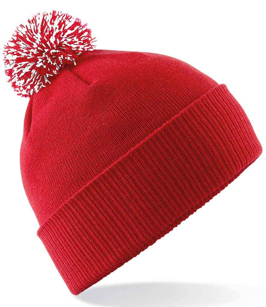 Beechfield Snowstar® Beanie in ONE Classic Red White by Beechfield — Custom branded clothing by Print Press, featuring premium embroidery produced in our specialist print lab in the UK.