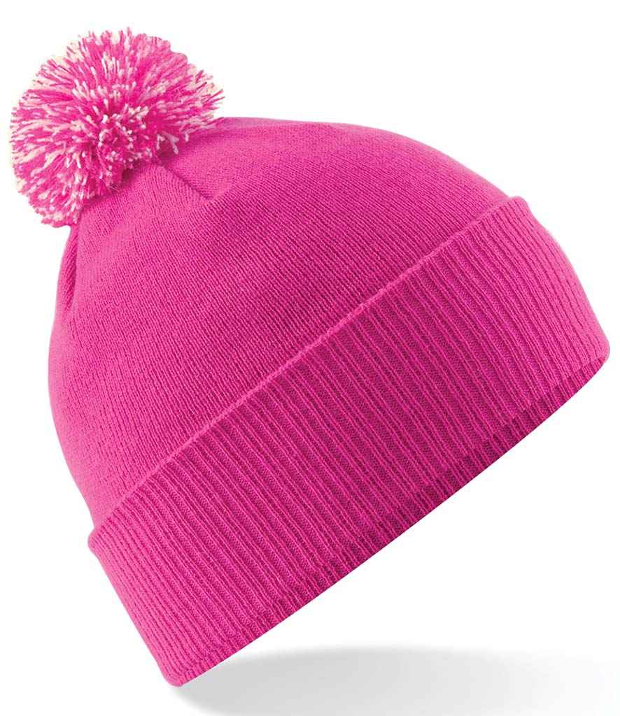 Beechfield Snowstar® Beanie in ONE Fuchsia Off White by Beechfield — Custom branded clothing by Print Press, featuring premium embroidery produced in our specialist print lab in the UK.