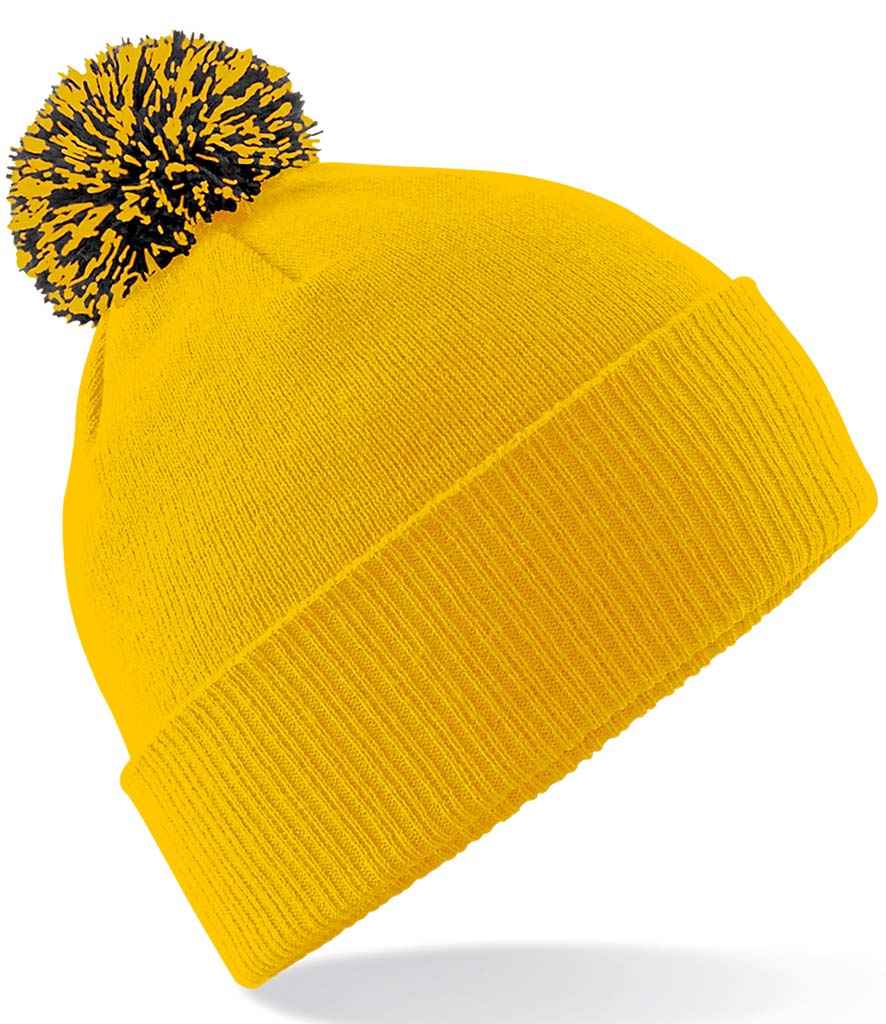 Beechfield Snowstar® Beanie in ONE Gold Black by Beechfield — Custom branded clothing by Print Press, featuring premium embroidery produced in our specialist print lab in the UK.