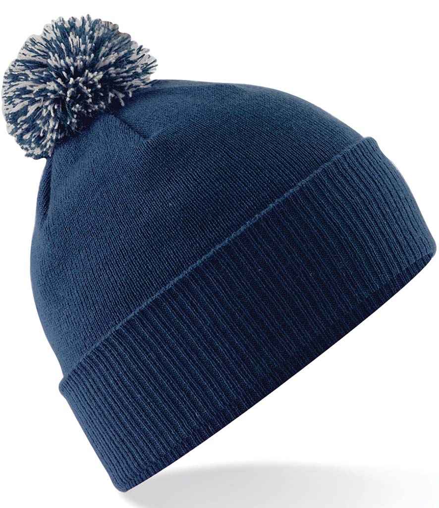 Beechfield Snowstar® Beanie in ONE French Navy Light Grey by Beechfield — Custom branded clothing by Print Press, featuring premium embroidery produced in our specialist print lab in the UK.