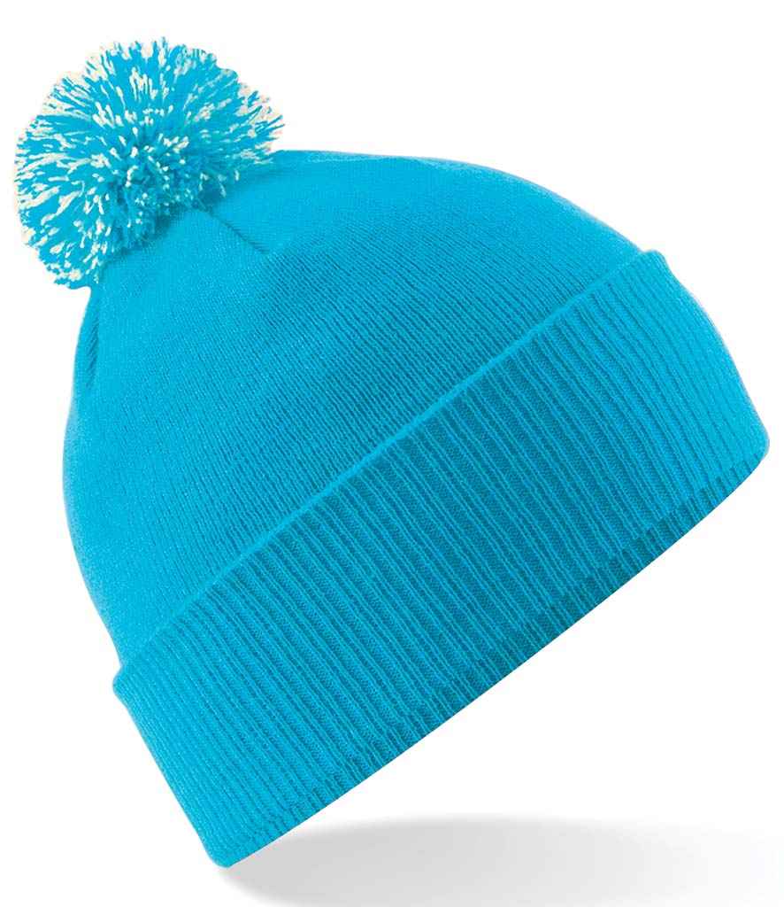 Beechfield Snowstar® Beanie in ONE Surf Blue Off White by Beechfield — Custom branded clothing by Print Press, featuring premium embroidery produced in our specialist print lab in the UK.