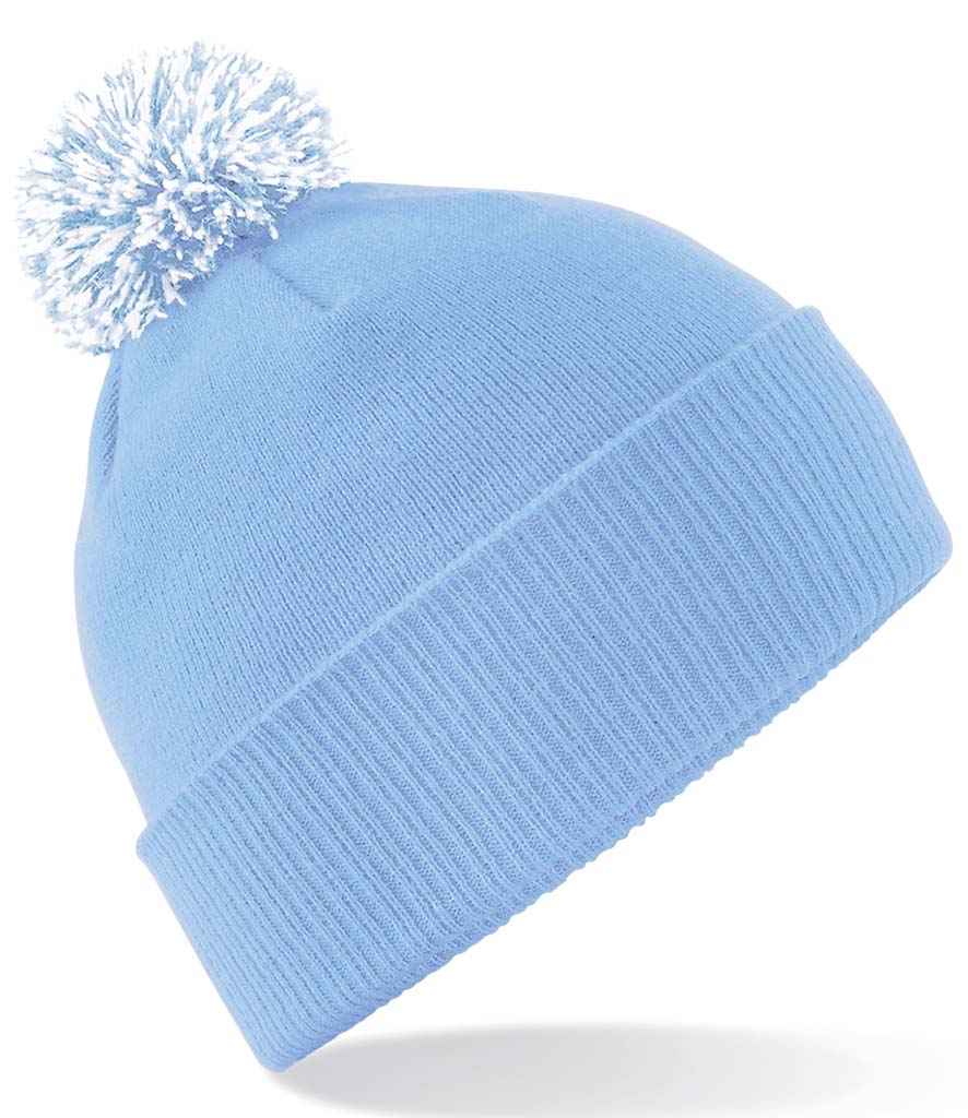 Beechfield Snowstar® Beanie in ONE Sky Blue White by Beechfield — Custom branded clothing by Print Press, featuring premium embroidery produced in our specialist print lab in the UK.