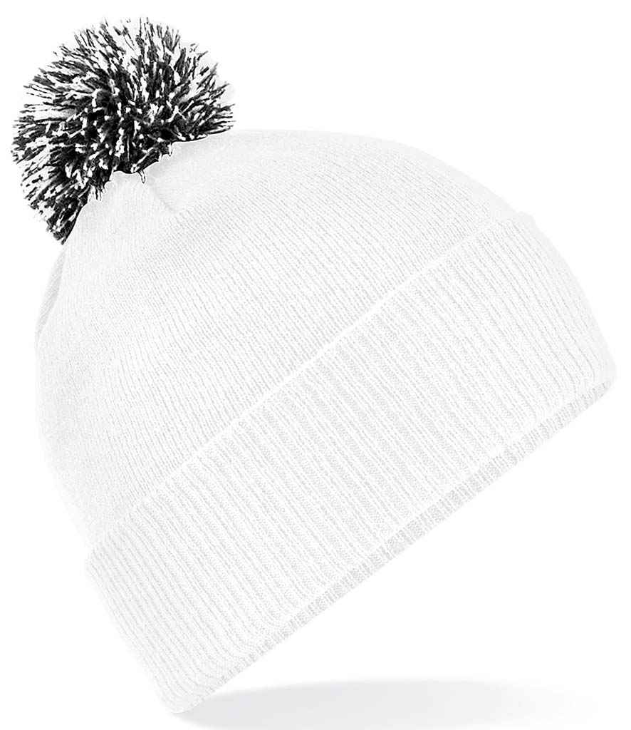 Beechfield Snowstar® Beanie in ONE White Black by Beechfield — Custom branded clothing by Print Press, featuring premium embroidery produced in our specialist print lab in the UK.