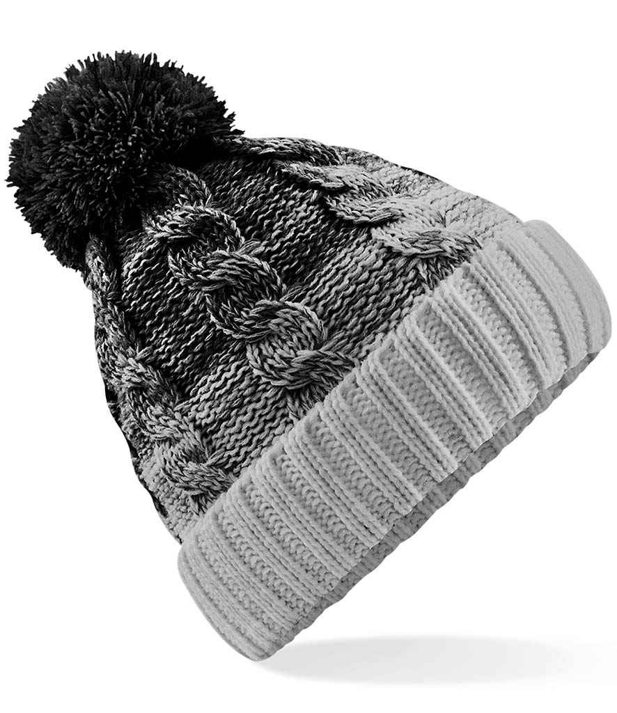 Beechfield Ombré Pom Pom Beanie in ONE Black Light Grey by Beechfield — Custom branded clothing by Print Press, featuring premium embroidery produced in our specialist print lab in the UK.