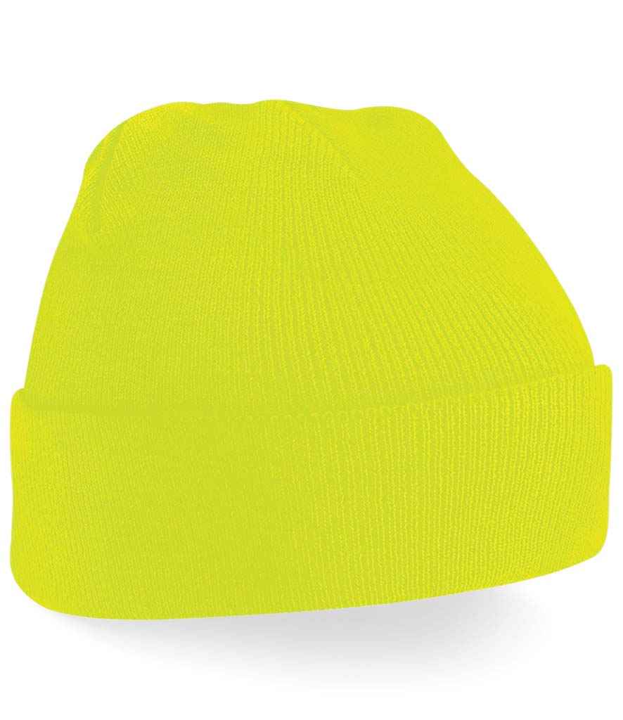Beechfield Kids Original Cuffed Beanie in ONE Fluorescent Yellow by Beechfield — Custom branded clothing by Print Press, featuring premium embroidery produced in our specialist print lab in the UK.