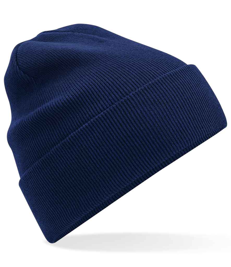 Beechfield Organic Cotton Original Cuffed Beanie in ONE Oxford Navy by Beechfield — Custom branded clothing by Print Press, featuring premium embroidery produced in our specialist print lab in the UK.