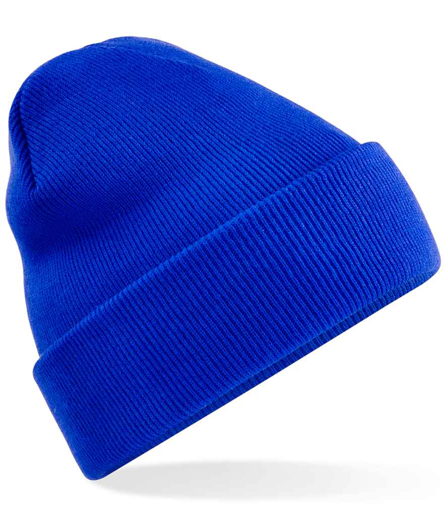 Beechfield Recycled Original Cuffed Beanie in ONE Bright Royal by Beechfield — Custom branded clothing by Print Press, featuring premium embroidery produced in our specialist print lab in the UK.