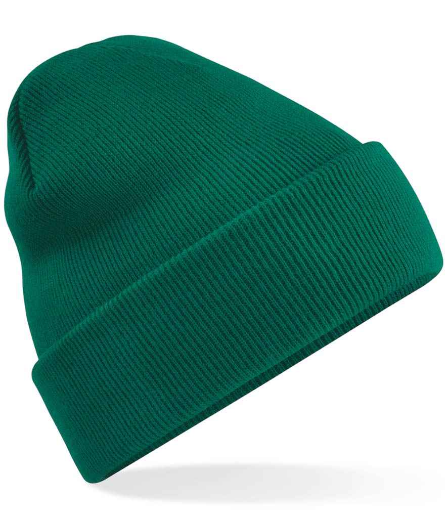 Beechfield Original Cuffed Beanie in ONE Bottle Green by Beechfield — Custom branded clothing by Print Press, featuring premium embroidery produced in our specialist print lab in the UK.