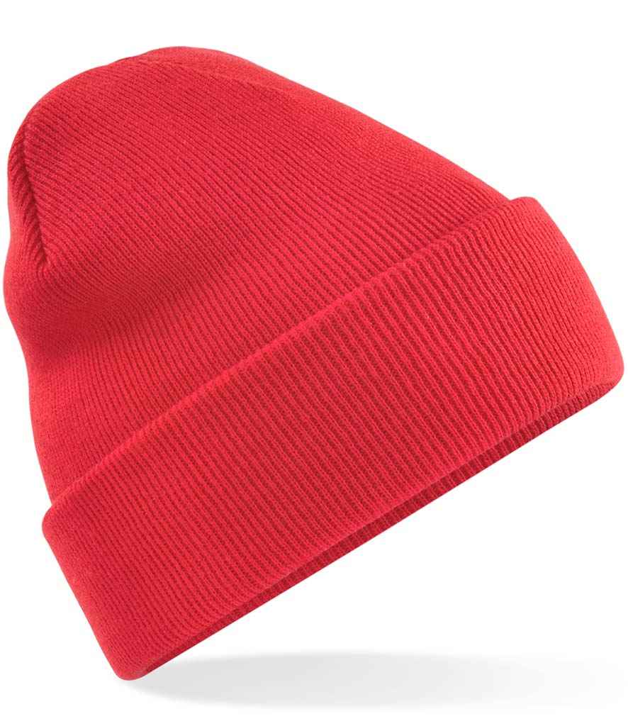 Beechfield Original Cuffed Beanie in ONE Bright Red by Beechfield — Custom branded clothing by Print Press, featuring premium embroidery produced in our specialist print lab in the UK.