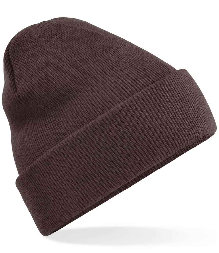 Beechfield Original Cuffed Beanie in ONE Chocolate by Beechfield — Custom branded clothing by Print Press, featuring premium embroidery produced in our specialist print lab in the UK.