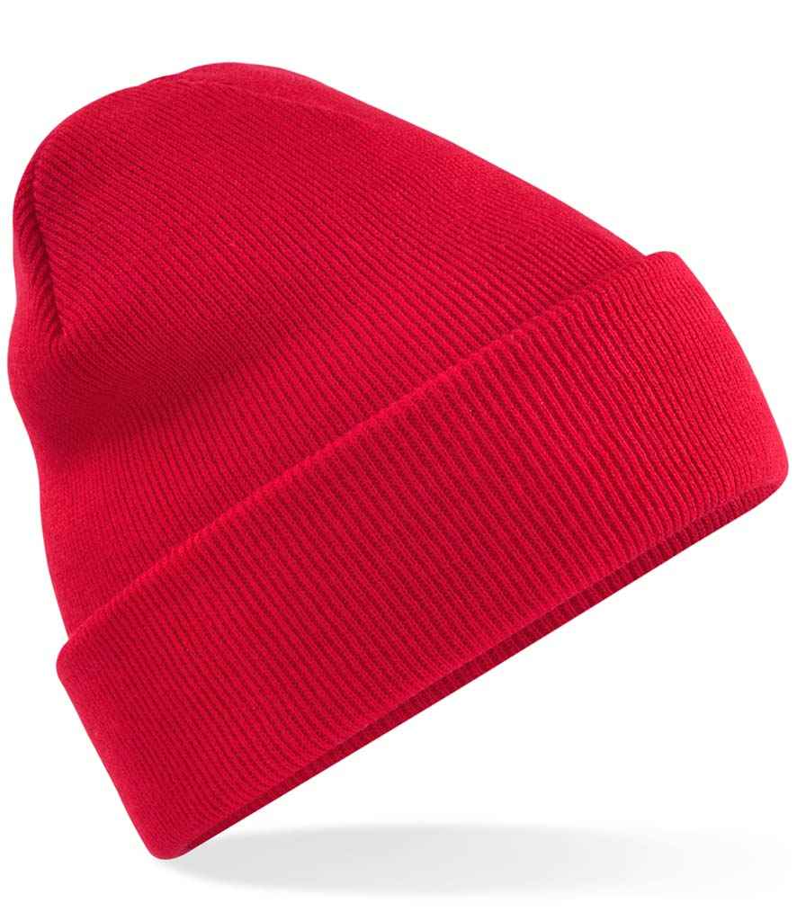Beechfield Original Cuffed Beanie in ONE Classic Red by Beechfield — Custom branded clothing by Print Press, featuring premium embroidery produced in our specialist print lab in the UK.