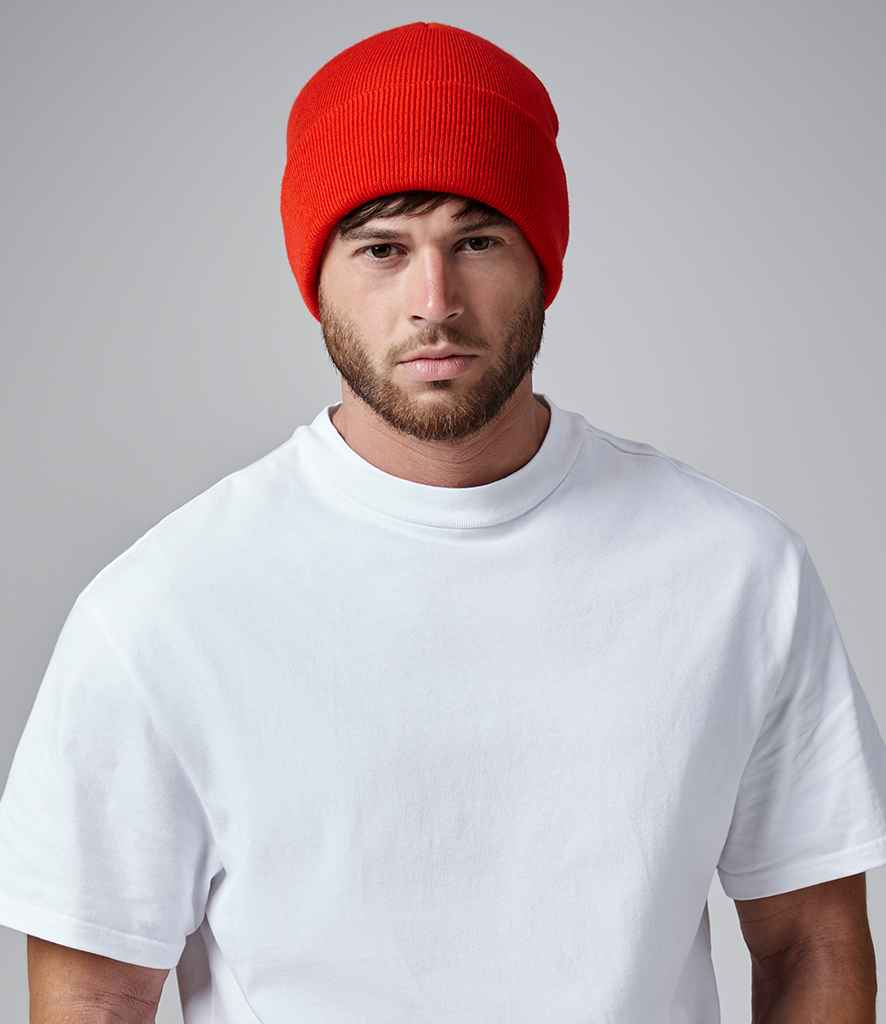 Beechfield Original Cuffed Beanie in ONE Fire Red by Beechfield — Custom branded clothing by Print Press, featuring premium embroidery produced in our specialist print lab in the UK.