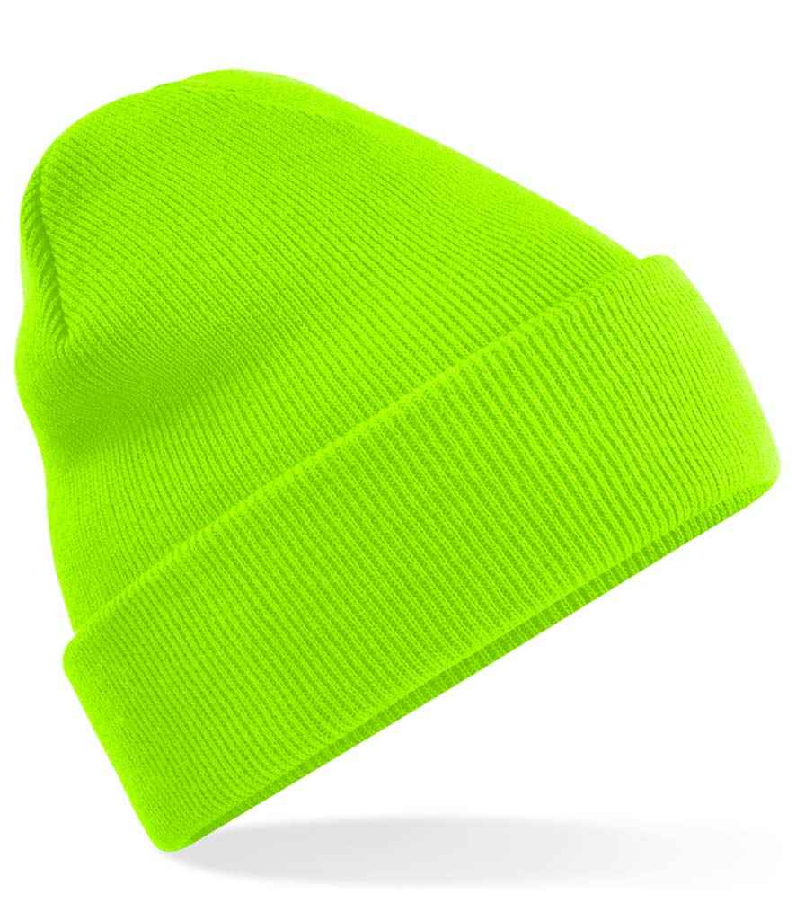 Beechfield Original Cuffed Beanie in ONE Fluorescent Green by Beechfield — Custom branded clothing by Print Press, featuring premium embroidery produced in our specialist print lab in the UK.