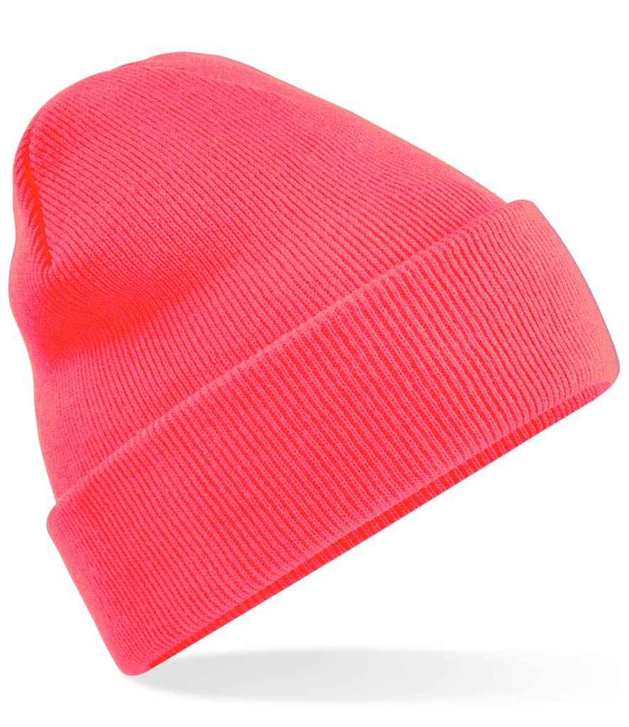 Beechfield Original Cuffed Beanie in ONE Fluorescent Pink by Beechfield — Custom branded clothing by Print Press, featuring premium embroidery produced in our specialist print lab in the UK.