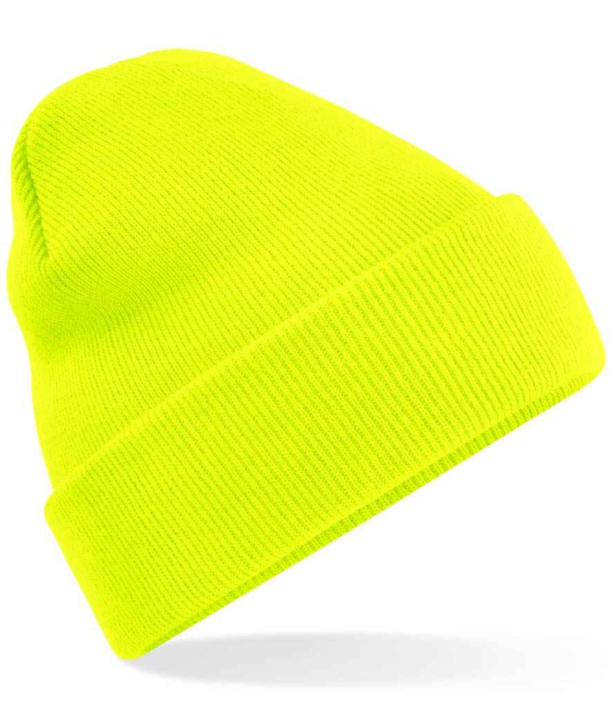 Beechfield Original Cuffed Beanie in ONE Fluorescent Yellow by Beechfield — Custom branded clothing by Print Press, featuring premium embroidery produced in our specialist print lab in the UK.