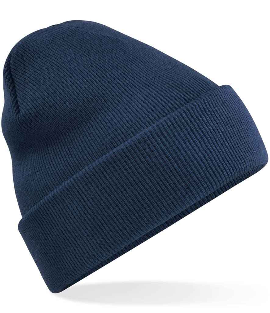 Beechfield Original Cuffed Beanie in ONE French Navy by Beechfield — Custom branded clothing by Print Press, featuring premium embroidery produced in our specialist print lab in the UK.