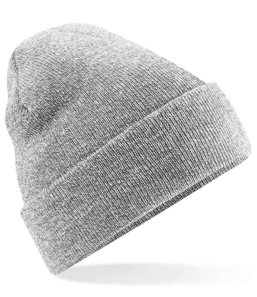 Beechfield Original Cuffed Beanie in ONE Heather Grey by Beechfield — Custom branded clothing by Print Press, featuring premium embroidery produced in our specialist print lab in the UK.
