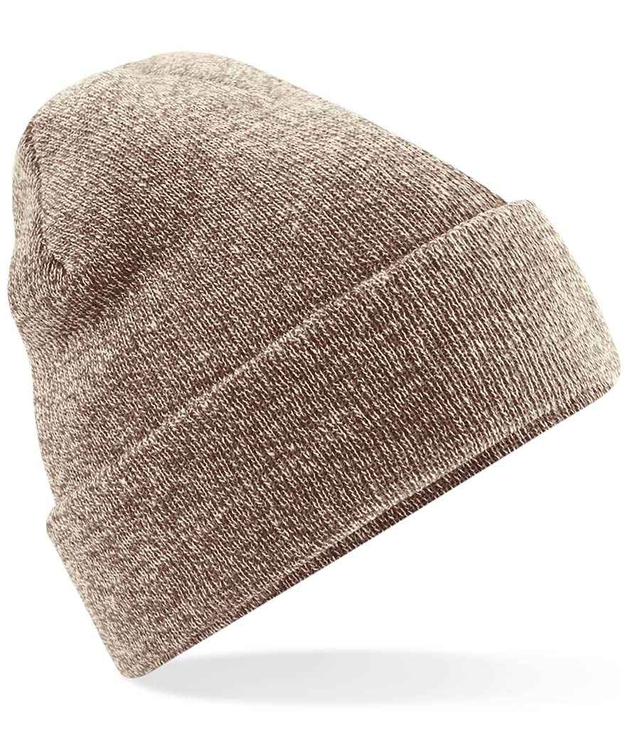 Beechfield Original Cuffed Beanie in ONE Heather Oatmeal by Beechfield — Custom branded clothing by Print Press, featuring premium embroidery produced in our specialist print lab in the UK.