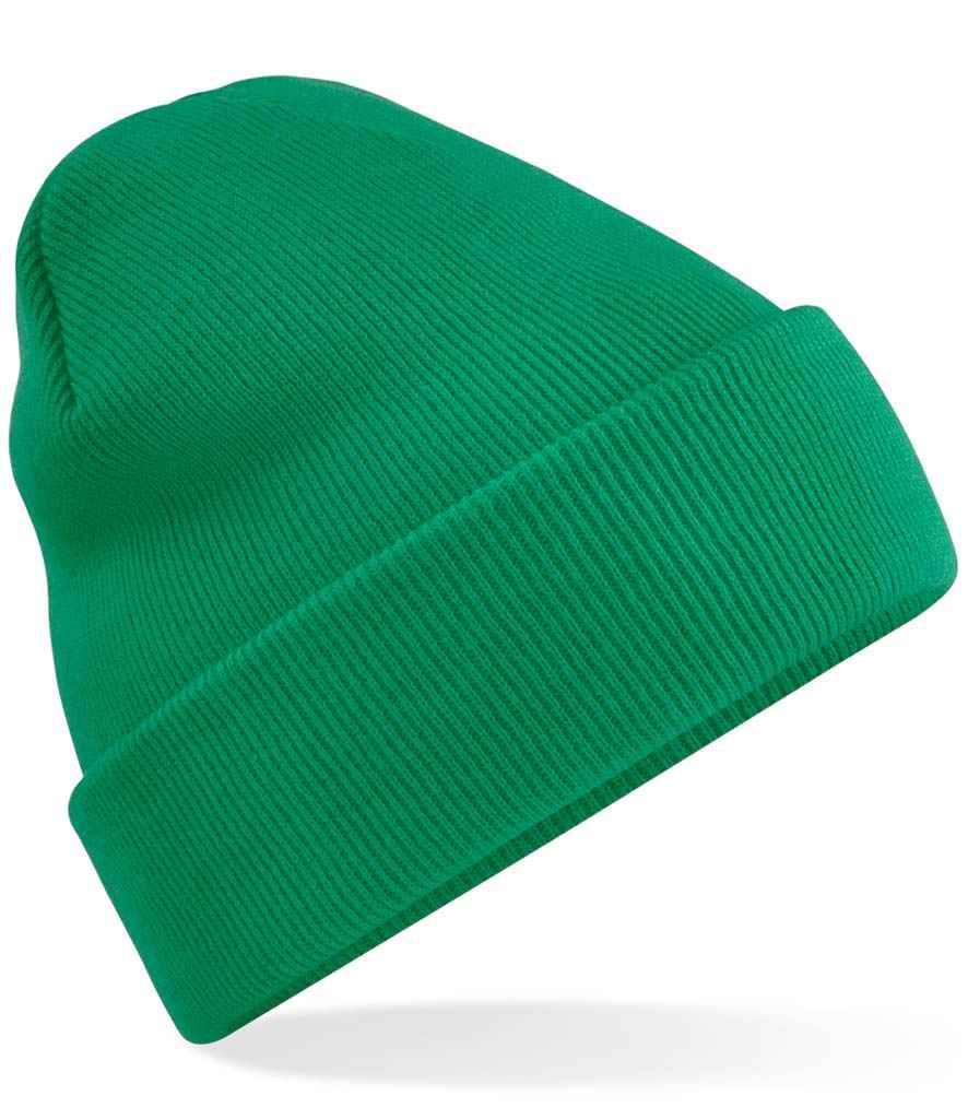 Beechfield Original Cuffed Beanie in ONE Kelly Green by Beechfield — Custom branded clothing by Print Press, featuring premium embroidery produced in our specialist print lab in the UK.