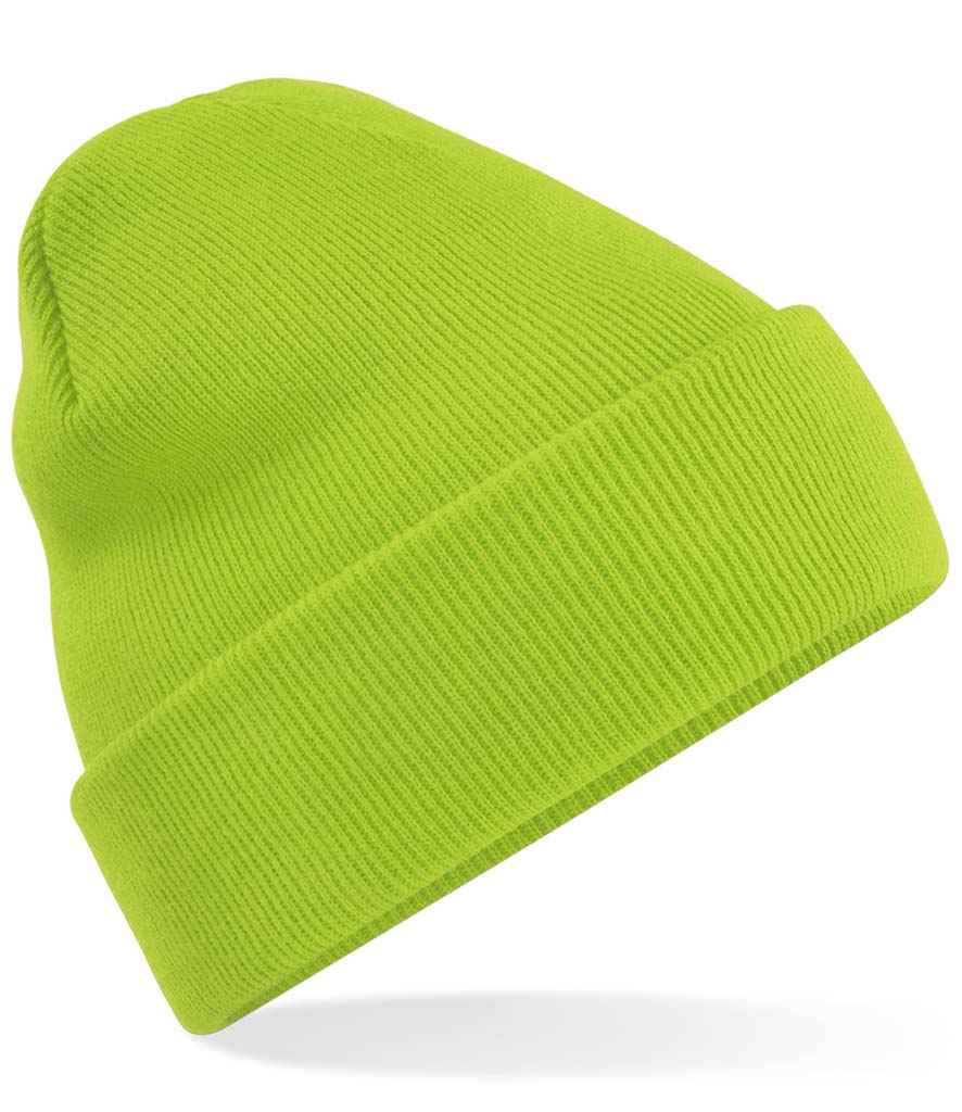 Beechfield Original Cuffed Beanie in ONE Lime Green by Beechfield — Custom branded clothing by Print Press, featuring premium embroidery produced in our specialist print lab in the UK.
