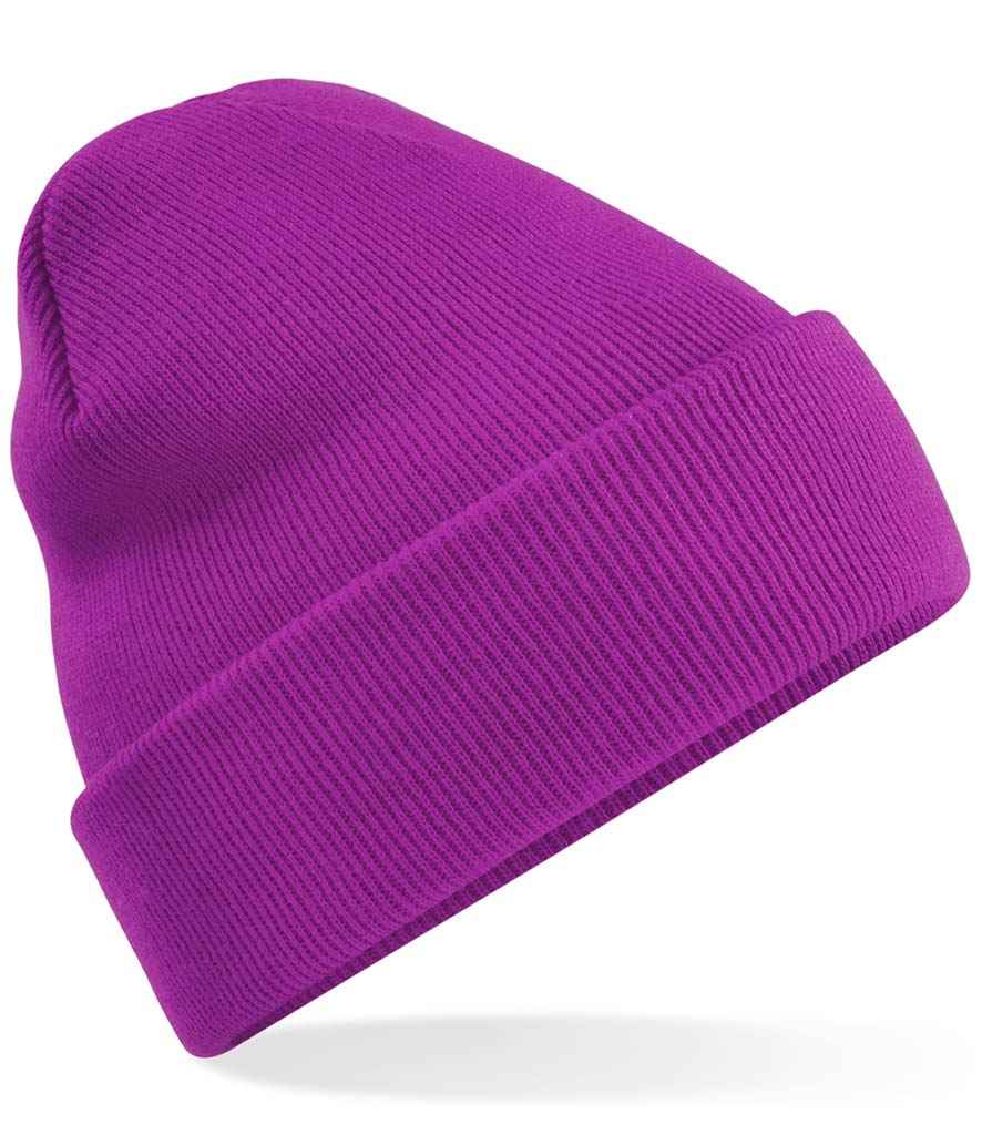 Beechfield Original Cuffed Beanie in ONE Magenta by Beechfield — Custom branded clothing by Print Press, featuring premium embroidery produced in our specialist print lab in the UK.