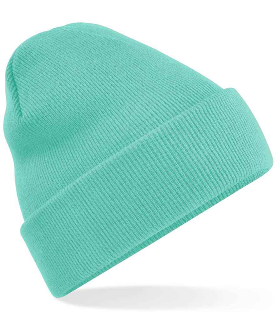 Beechfield Original Cuffed Beanie in ONE Mint by Beechfield — Custom branded clothing by Print Press, featuring premium embroidery produced in our specialist print lab in the UK.