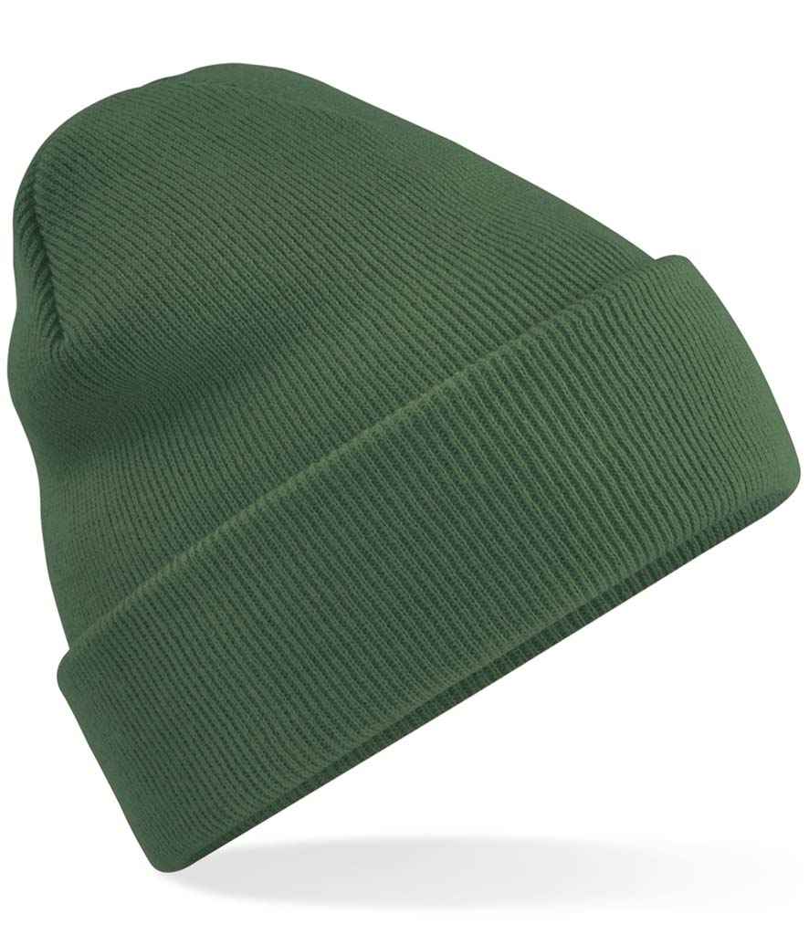 Beechfield Original Cuffed Beanie in ONE Moss Green by Beechfield — Custom branded clothing by Print Press, featuring premium embroidery produced in our specialist print lab in the UK.