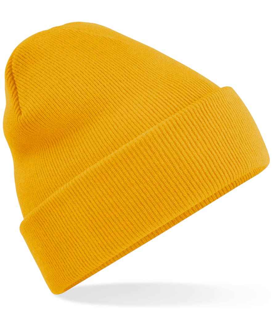 Beechfield Original Cuffed Beanie in ONE Mustard by Beechfield — Custom branded clothing by Print Press, featuring premium embroidery produced in our specialist print lab in the UK.