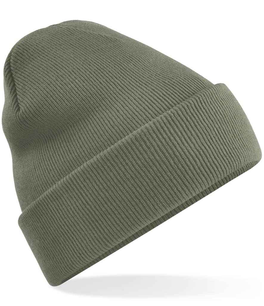 Beechfield Original Cuffed Beanie in ONE Olive Green by Beechfield — Custom branded clothing by Print Press, featuring premium embroidery produced in our specialist print lab in the UK.