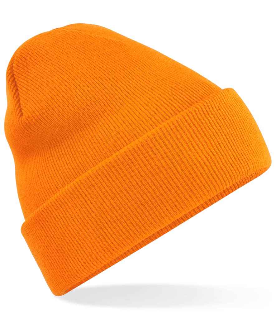 Beechfield Original Cuffed Beanie in ONE Orange by Beechfield — Custom branded clothing by Print Press, featuring premium embroidery produced in our specialist print lab in the UK.