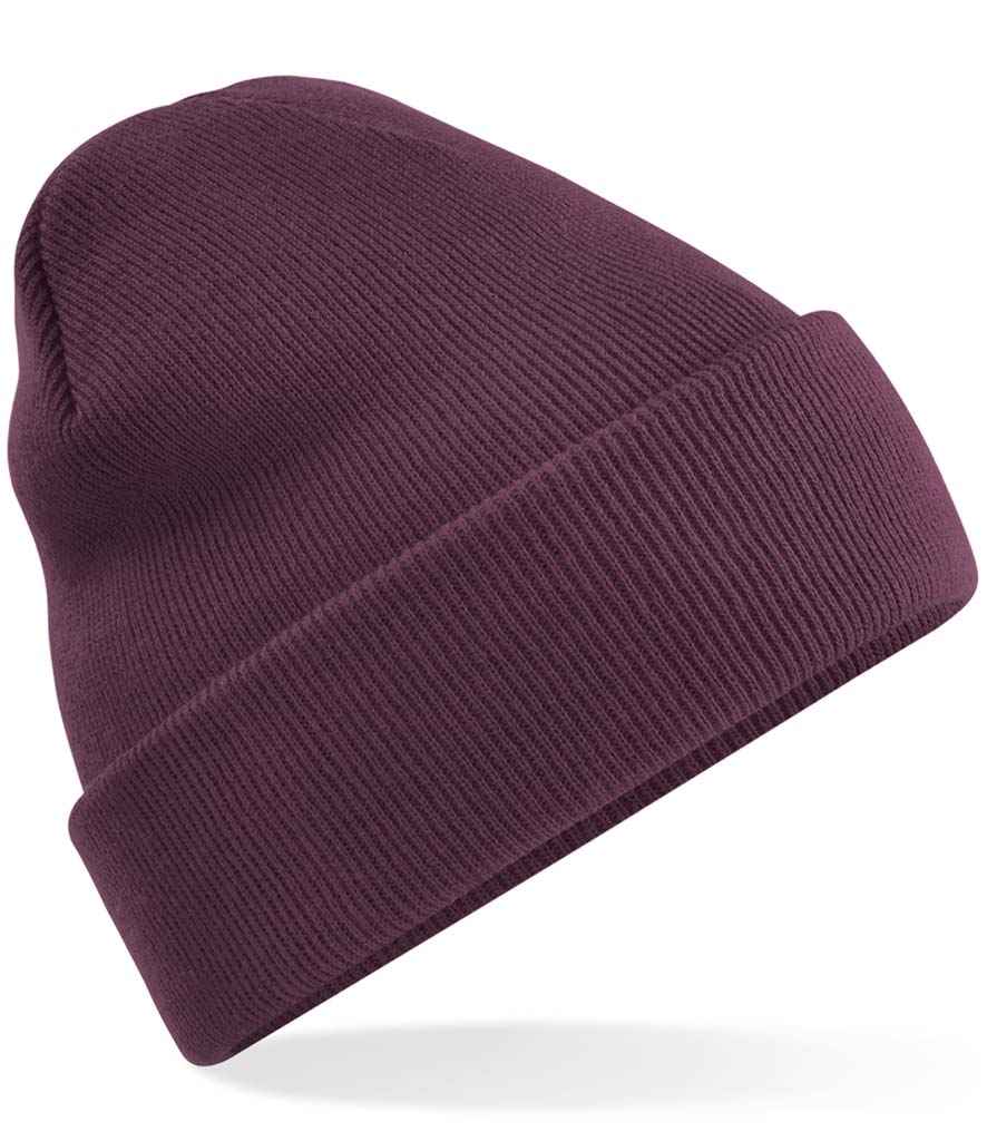 Beechfield Original Cuffed Beanie in ONE Plum by Beechfield — Custom branded clothing by Print Press, featuring premium embroidery produced in our specialist print lab in the UK.