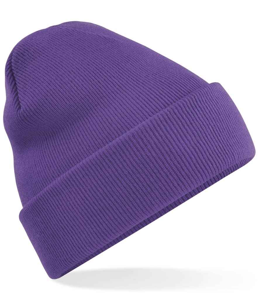 Beechfield Original Cuffed Beanie in ONE Purple by Beechfield — Custom branded clothing by Print Press, featuring premium embroidery produced in our specialist print lab in the UK.