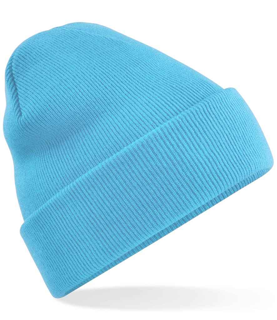 Beechfield Original Cuffed Beanie in ONE Surf Blue by Beechfield — Custom branded clothing by Print Press, featuring premium embroidery produced in our specialist print lab in the UK.