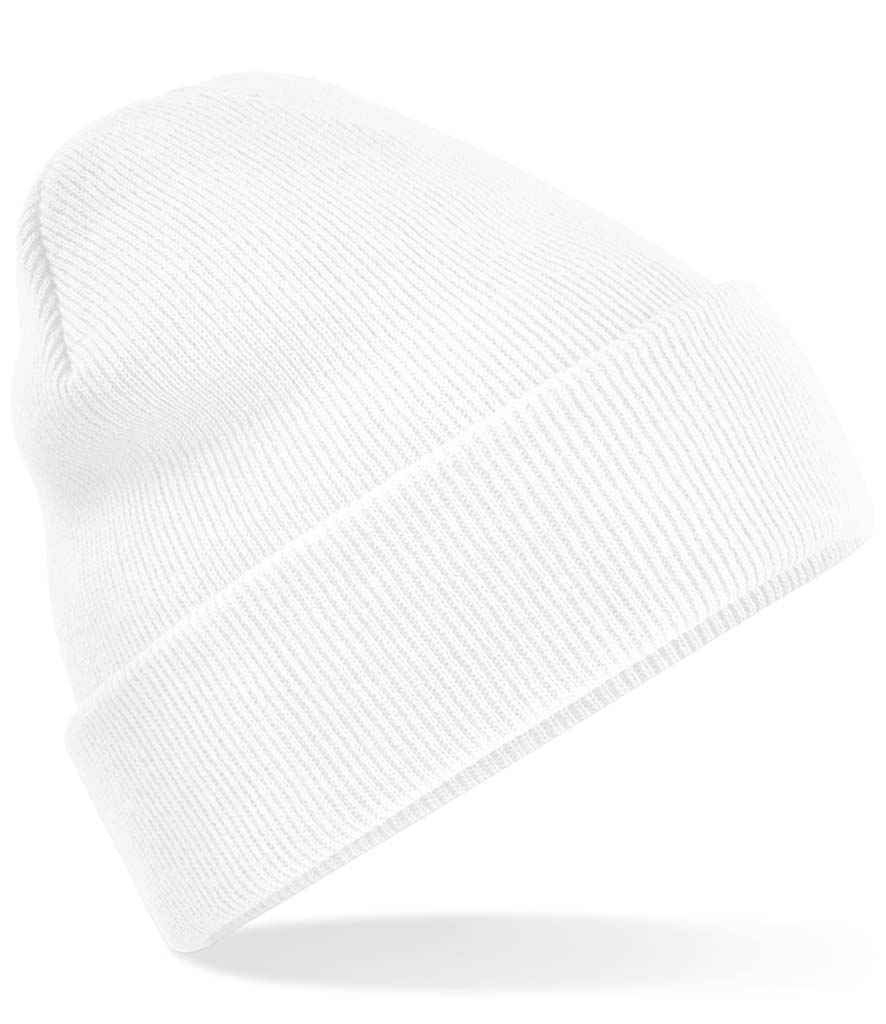 Beechfield Original Cuffed Beanie in ONE White by Beechfield — Custom branded clothing by Print Press, featuring premium embroidery produced in our specialist print lab in the UK.